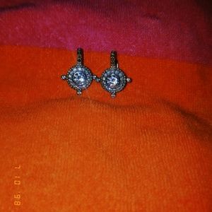 CZ Circle Hanging Earrings